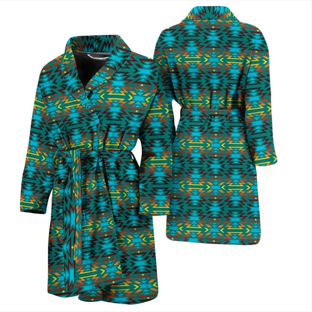 Fire Colors and Turquoise Teal Men's Robe