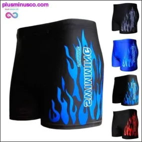 Flame Pattern Men Male Swimming Swimwear Boxer Shorts