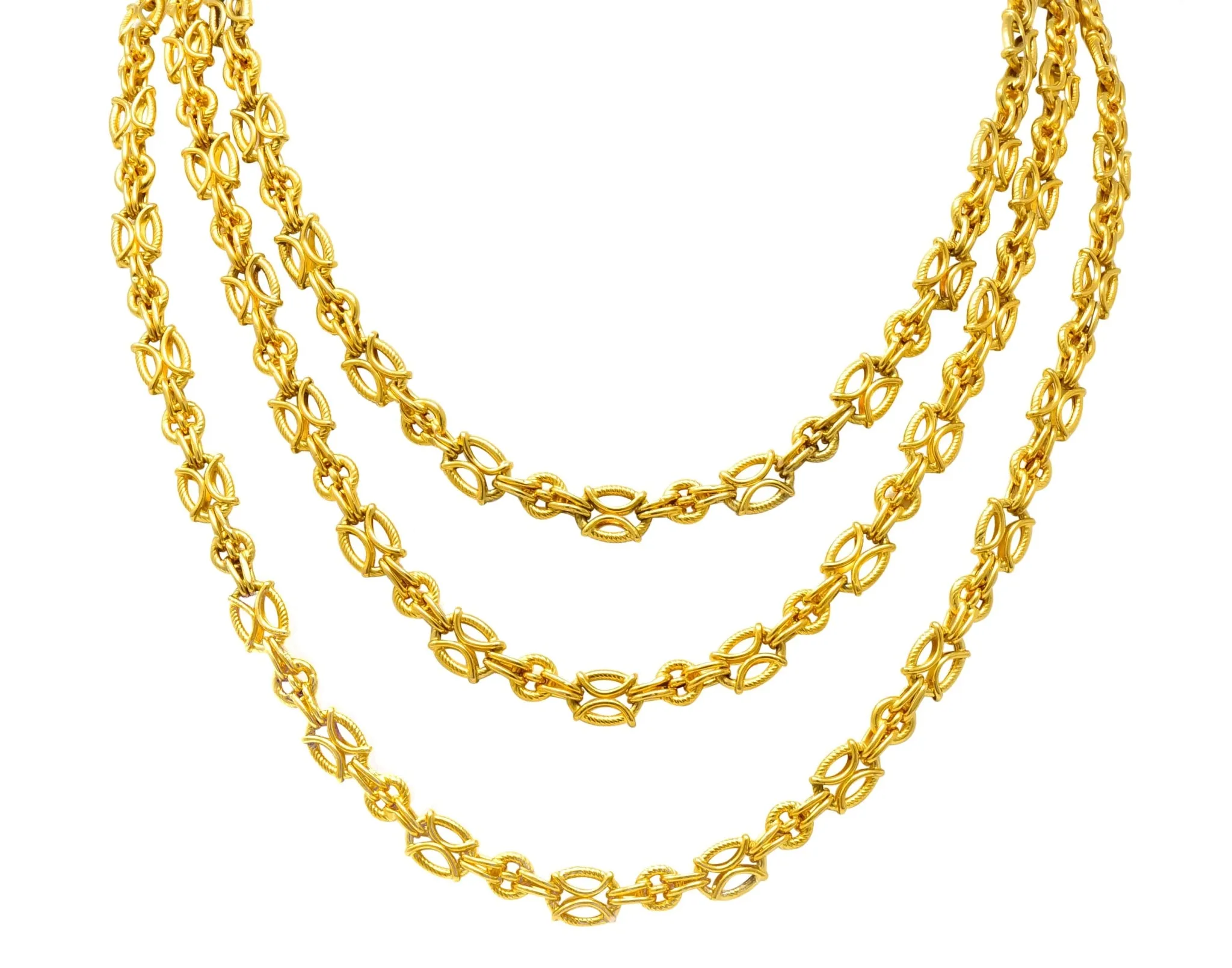 French Victorian 18 Karat Gold 53 Inch Long Chain Necklace