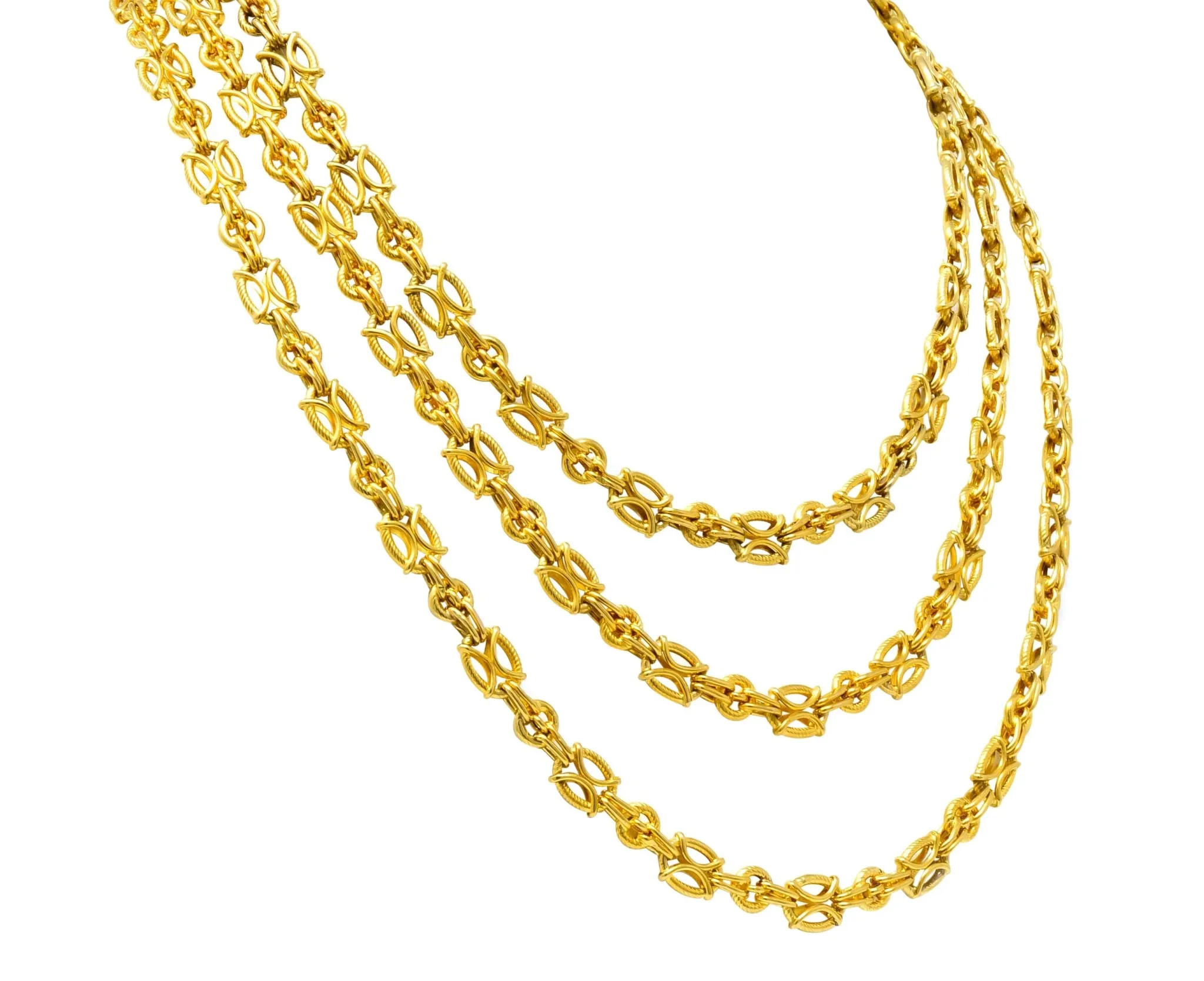 French Victorian 18 Karat Gold 53 Inch Long Chain Necklace