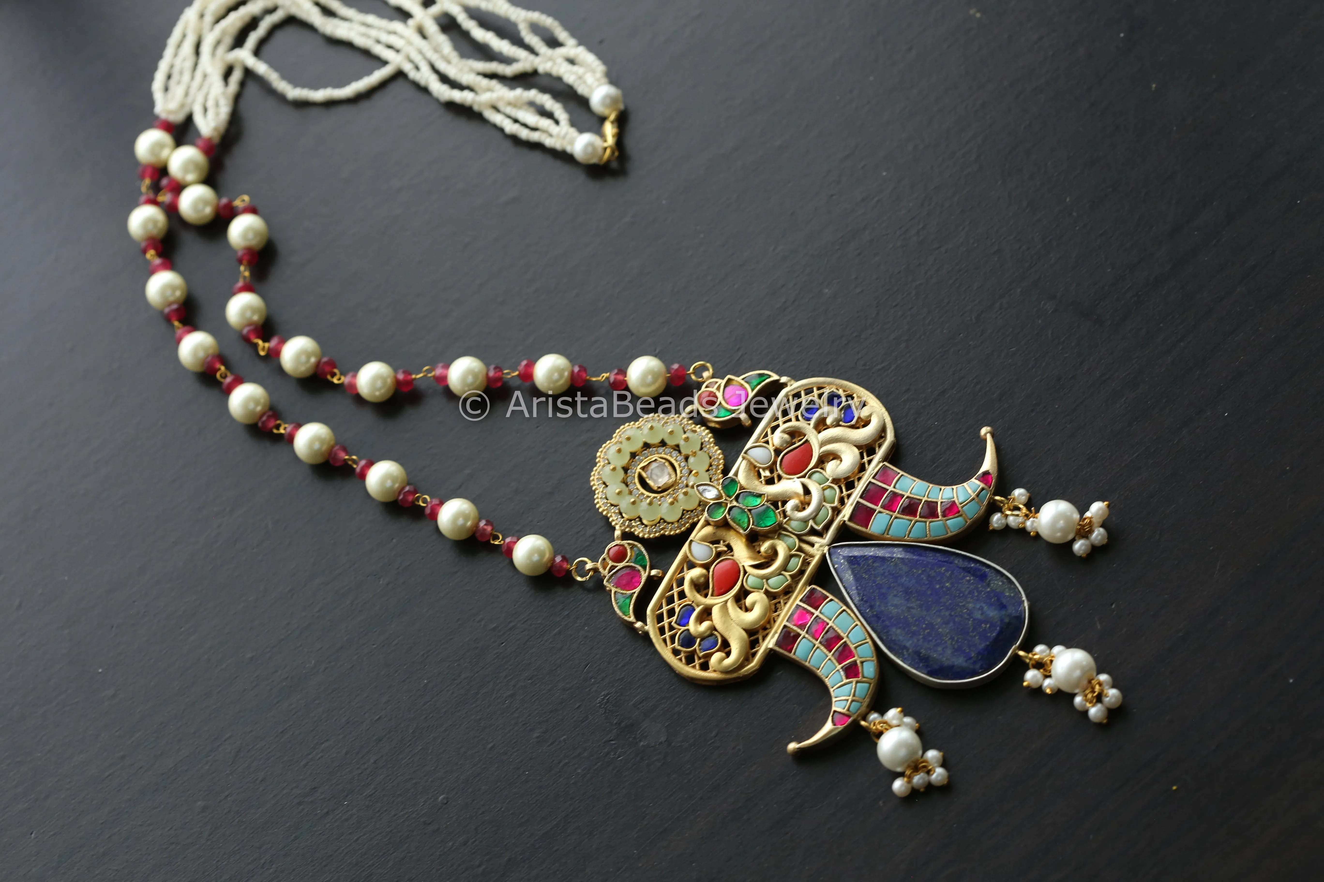 Fusion Jadau Necklace - Lapis Lazuli Stone