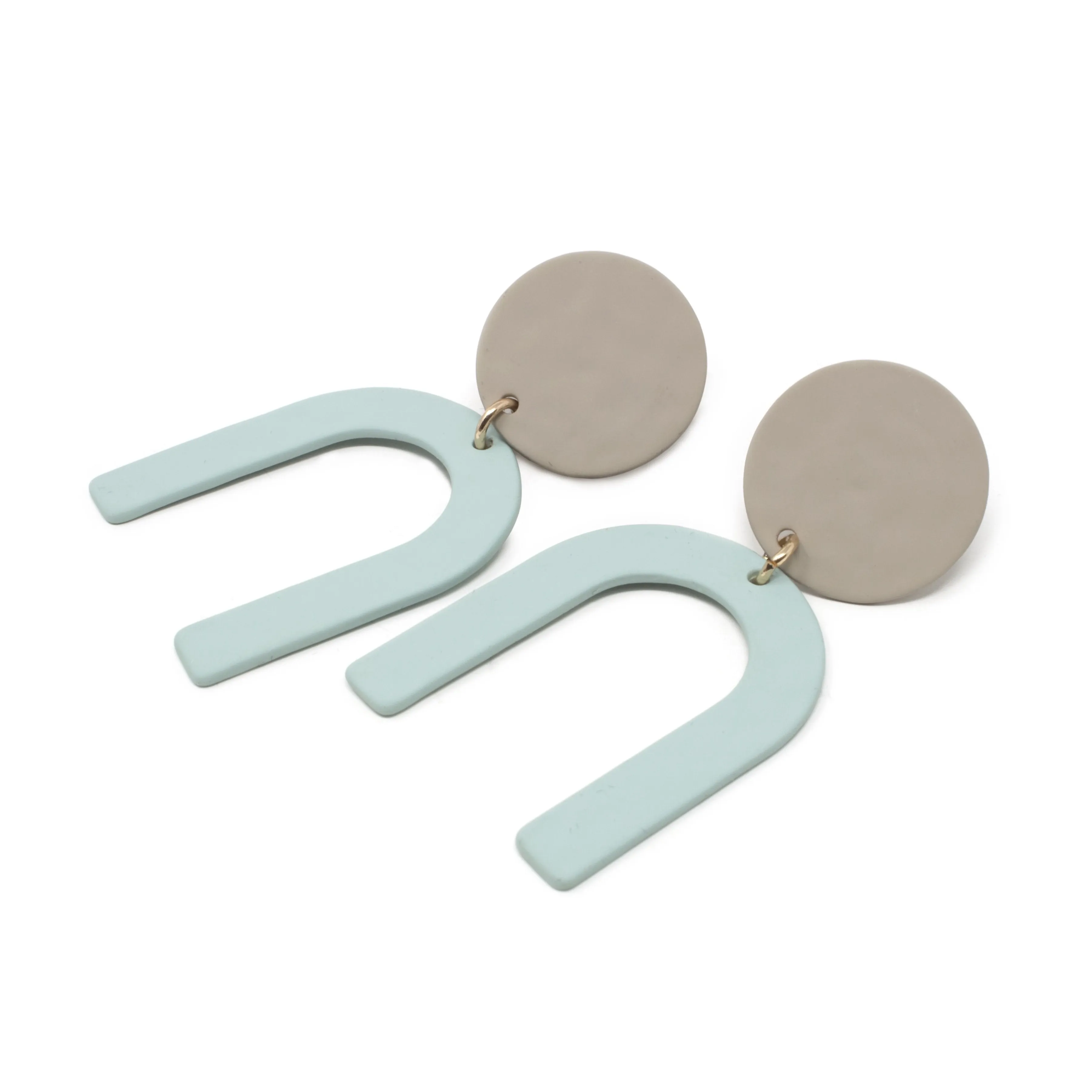 Geometric Chandelier Stud Earrings Taupe Green