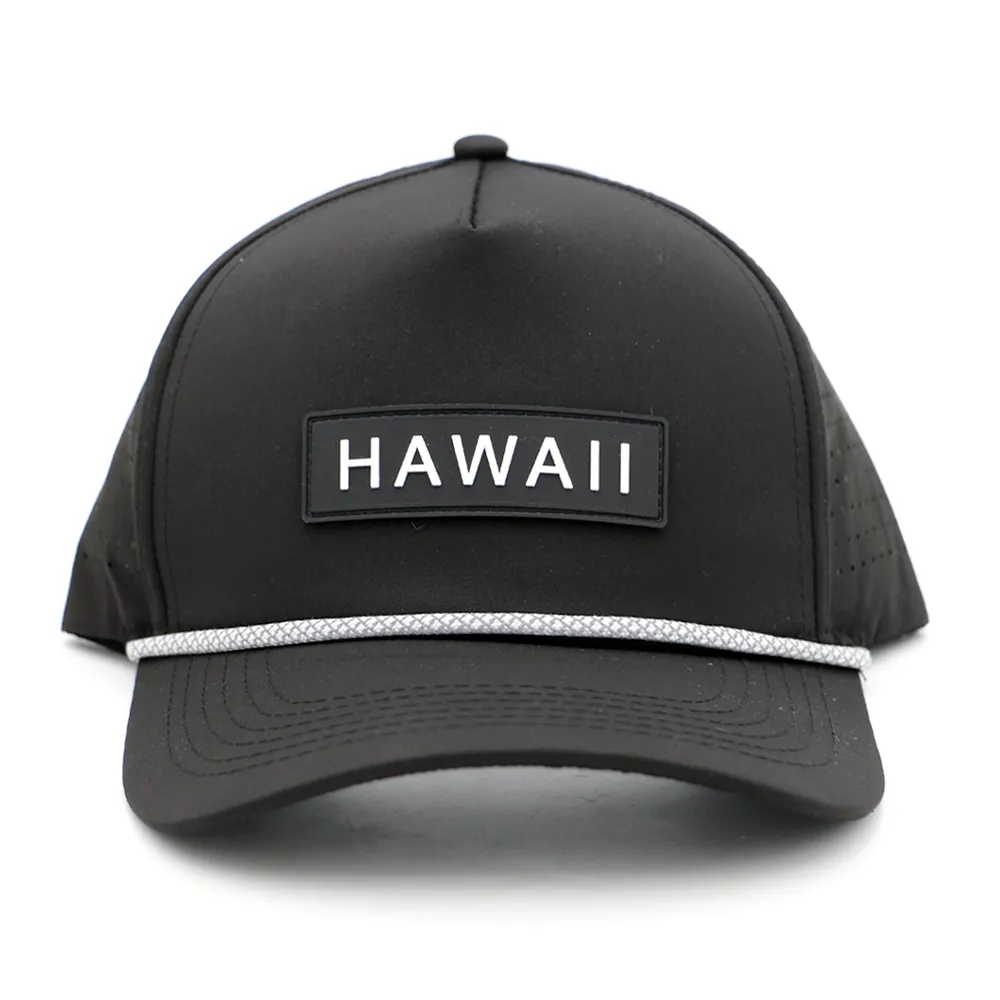 Hawaii Silicone Logo Hat - Black with White Trim