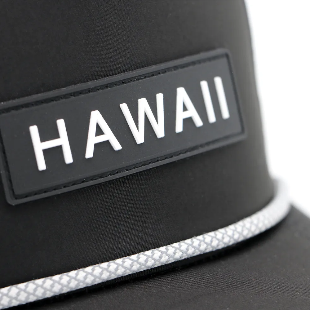 Hawaii Silicone Logo Hat - Black with White Trim