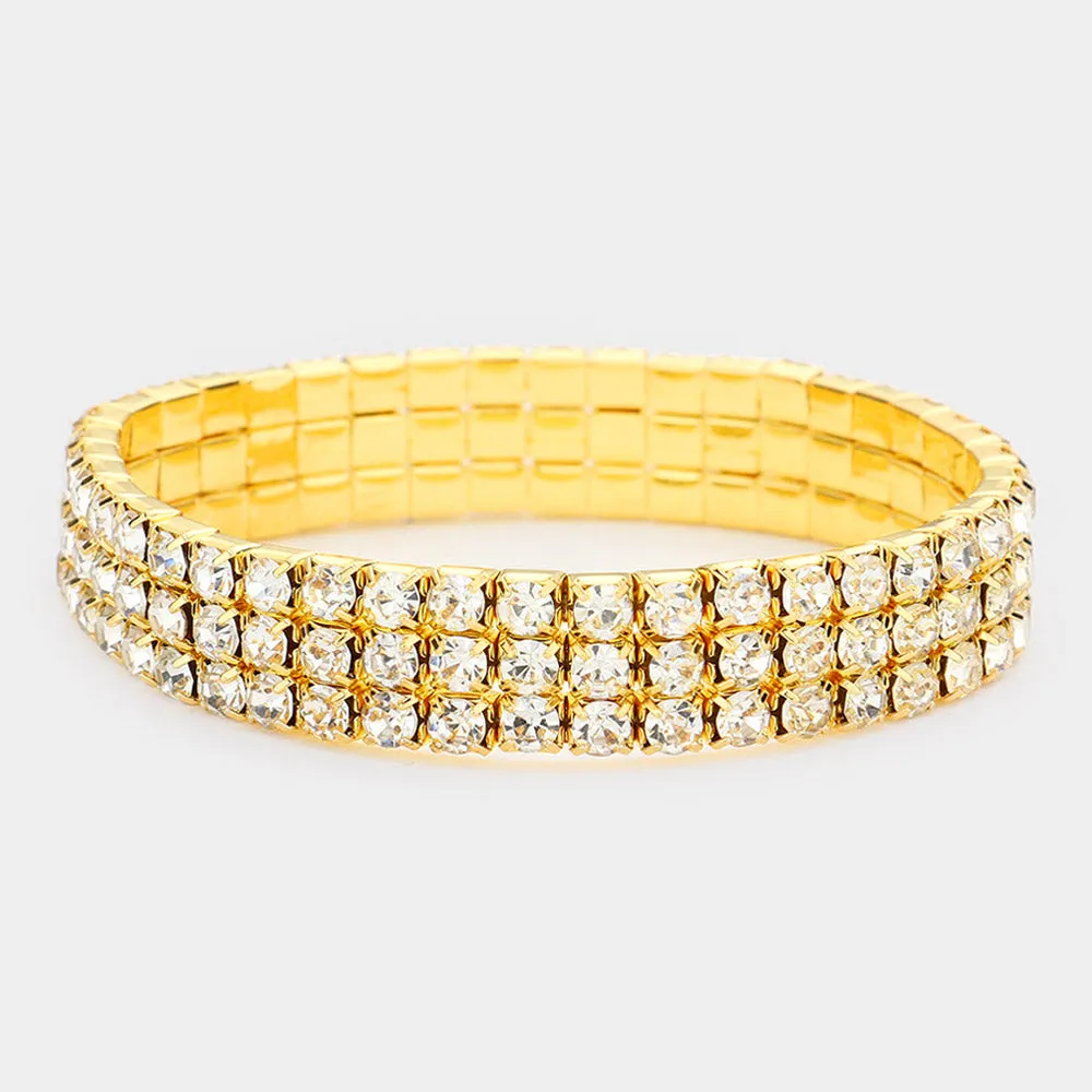 iLLASPARKZ 3-Row Rhinestone Stretch Bracelet