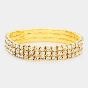 iLLASPARKZ 3-Row Rhinestone Stretch Bracelet