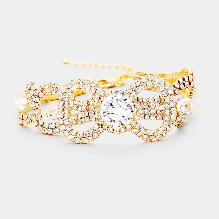 iLLASPARKZ Bow Detail Crystal Rhinestone Pave Evening Bracelet