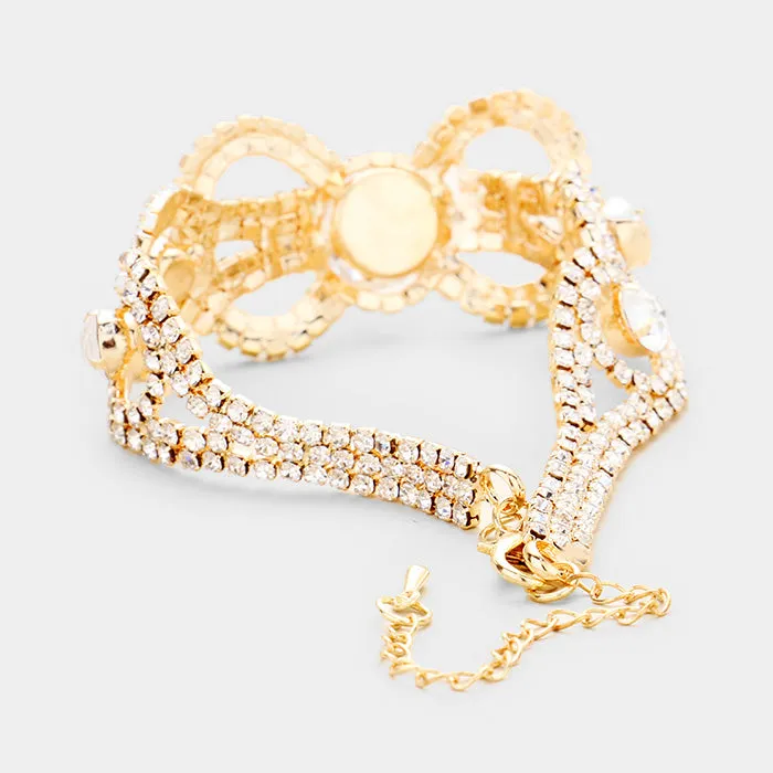 iLLASPARKZ Bow Detail Crystal Rhinestone Pave Evening Bracelet