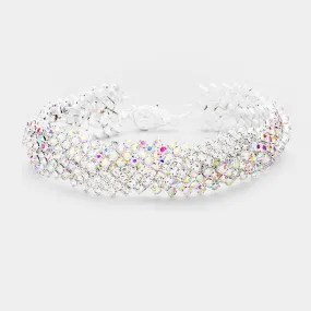 iLLASPARKZ Braided Crystal Rhinestone Pave Evening Bracelet