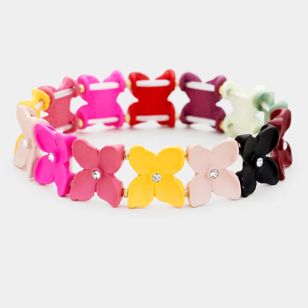 iLLASPARKZ Colorful Flower Rhinestone Stretch Bracelet