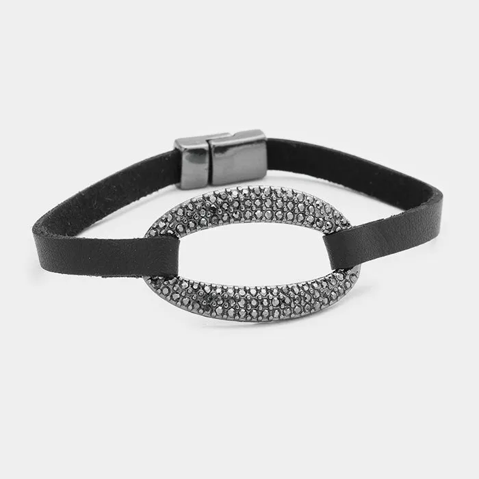 iLLASPARKZ Pave Rhinestone Oval Hoop Magnetic Bracelet