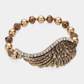 iLLASPARKZ Rhinestone Embellished Metal Wing Stretch Bracelet