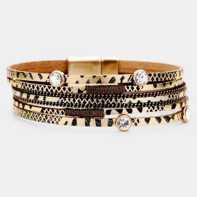 iLLASPARKZ Rhinestone Faux Leather Magnetic Bracelet