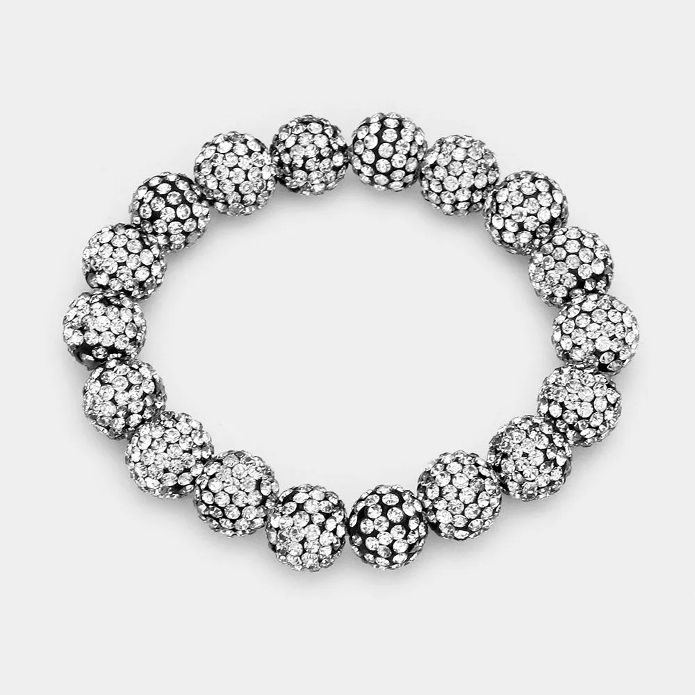 iLLASPARKZ Rhinestone Pave Ball Stretch Bracelet