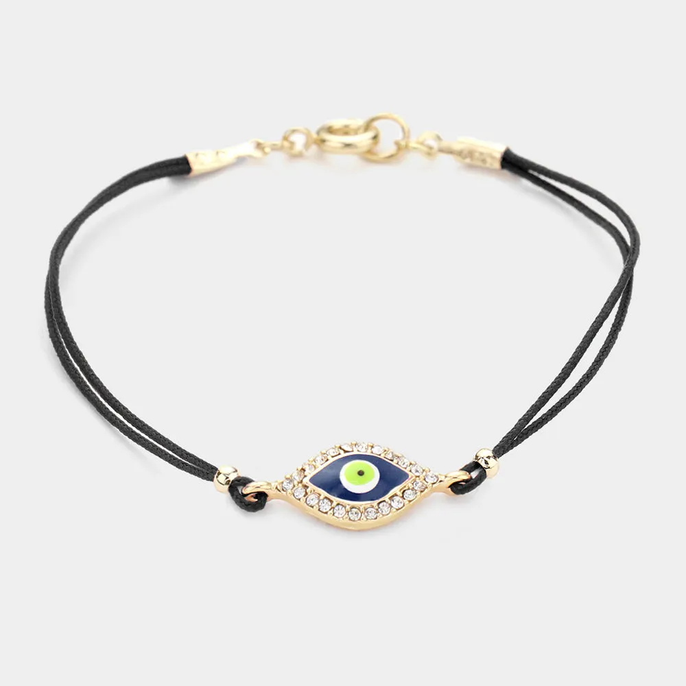 iLLASPARKZ Rhinestone Trim Evil Eye Charm Bracelet