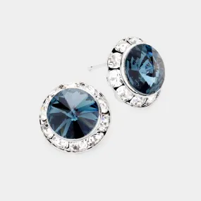 iLLASPARKZ Rivoli Cut Genuine Crystal Round Stud Earrings