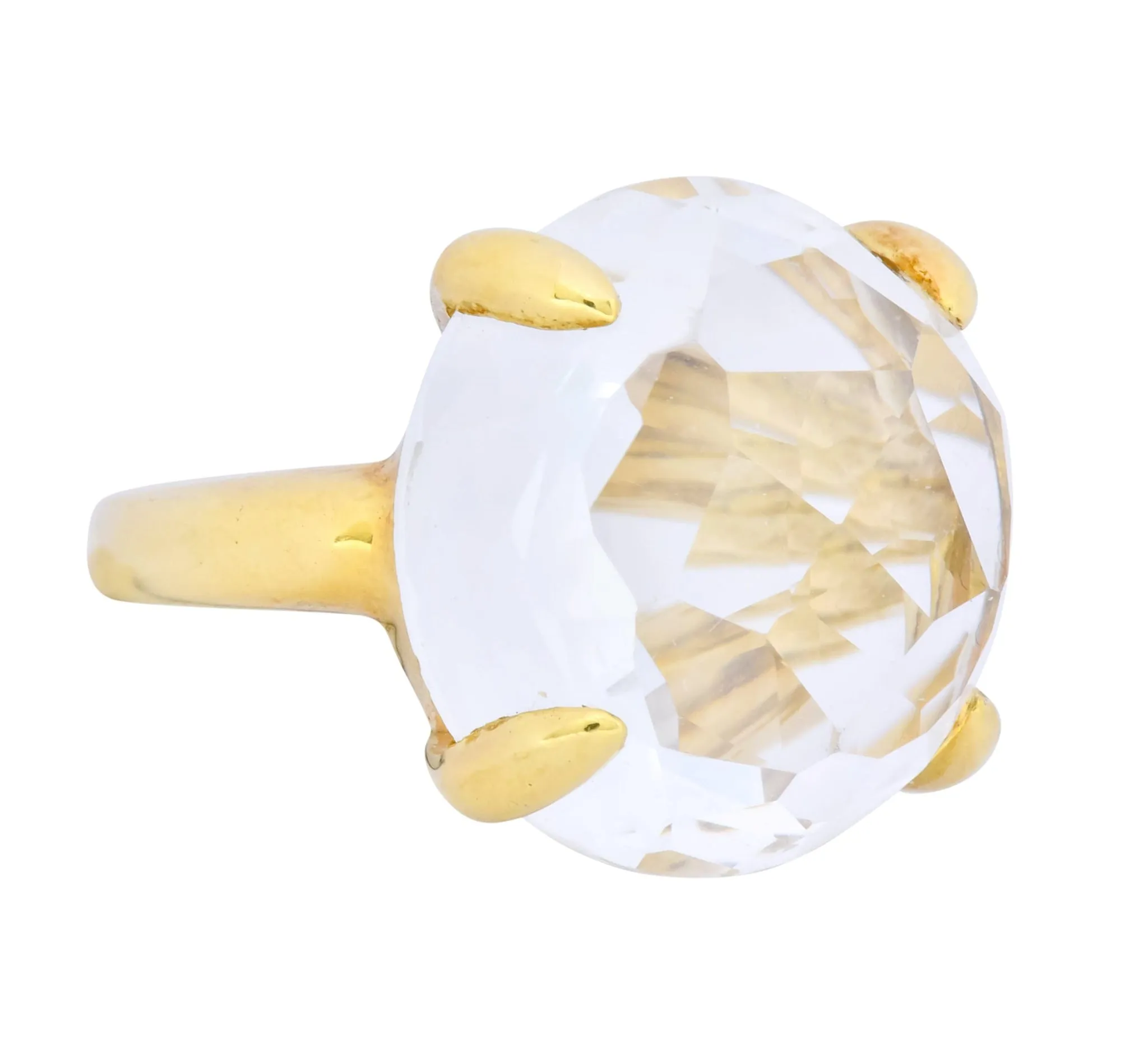 Ippolita Faceted Rock Crystal 18 Karat Gold Cocktail Ring