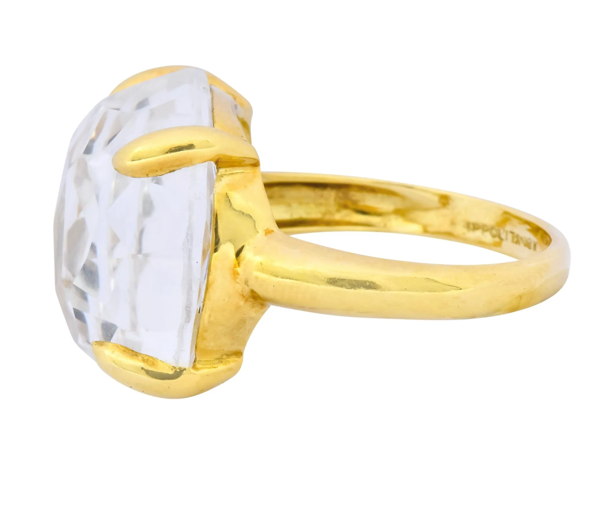 Ippolita Faceted Rock Crystal 18 Karat Gold Cocktail Ring