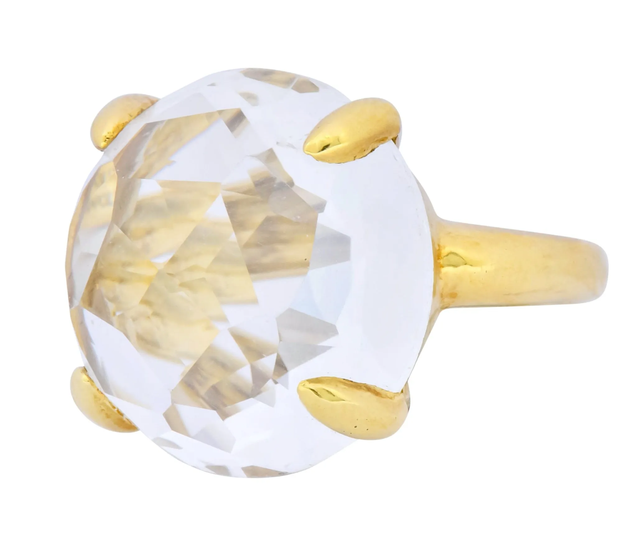 Ippolita Faceted Rock Crystal 18 Karat Gold Cocktail Ring