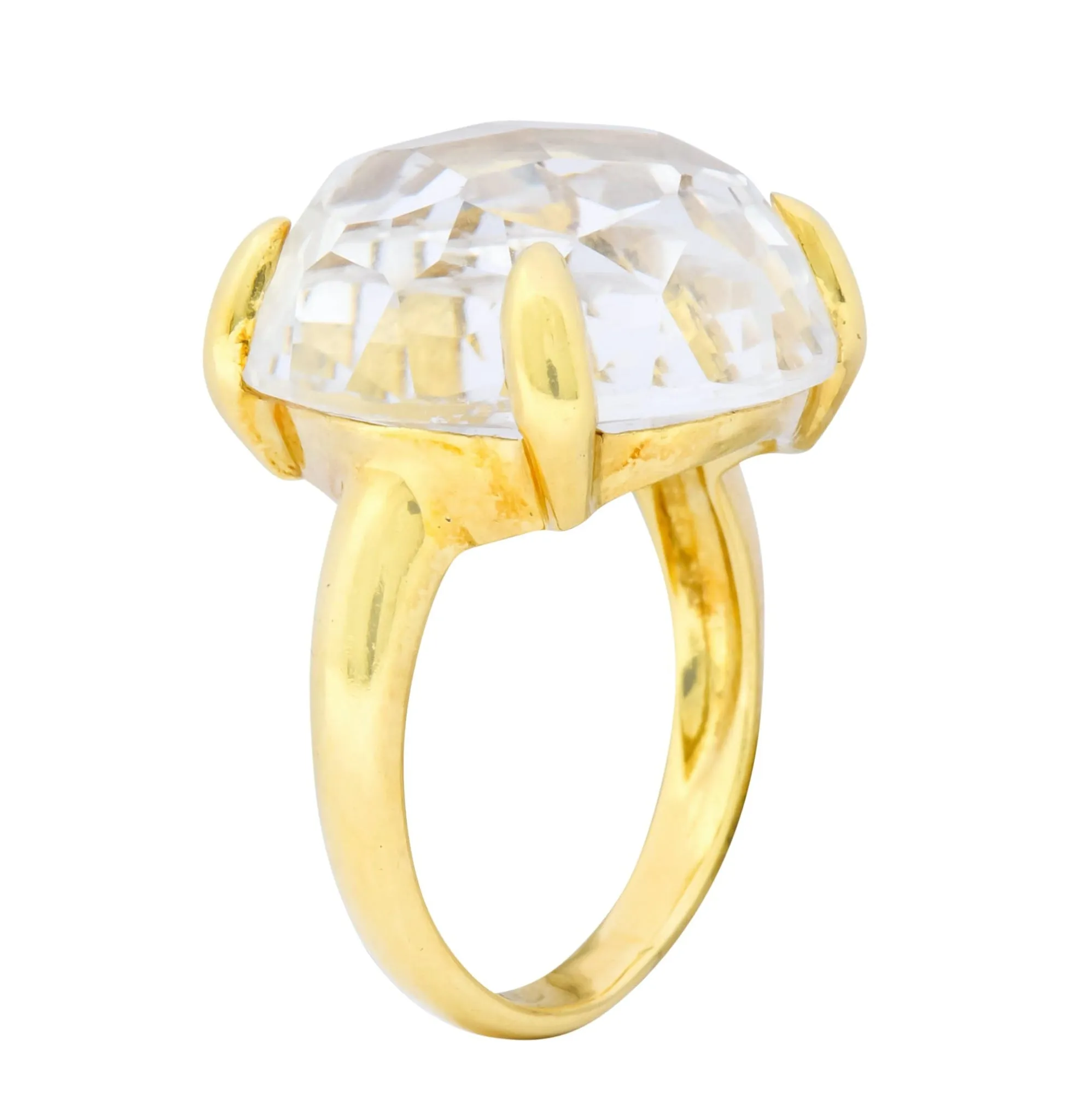 Ippolita Faceted Rock Crystal 18 Karat Gold Cocktail Ring