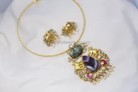 Jadau Fusion Hasli Set - Labradorite & Amethyst (Removable)