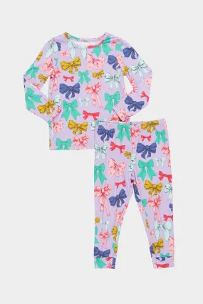 Kids Bamboo PJ Set in Bow Party