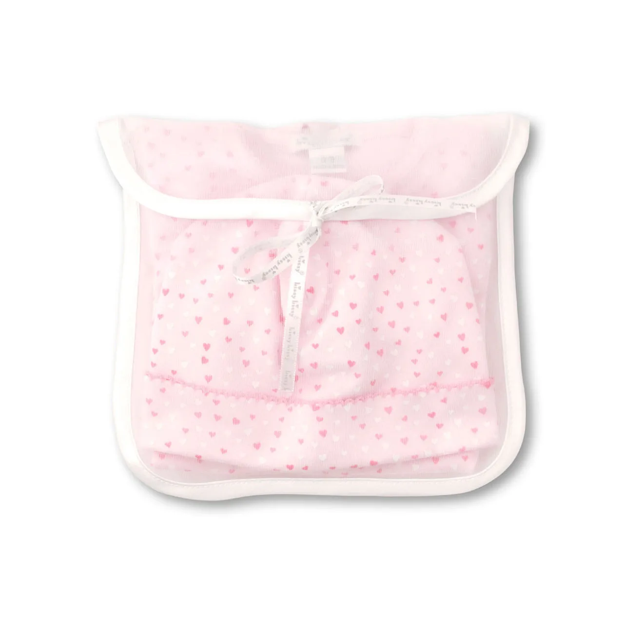 KISSY KISSY Three-Piece Sweethearts Babygrow, Hat & Bib Set - Light Pink