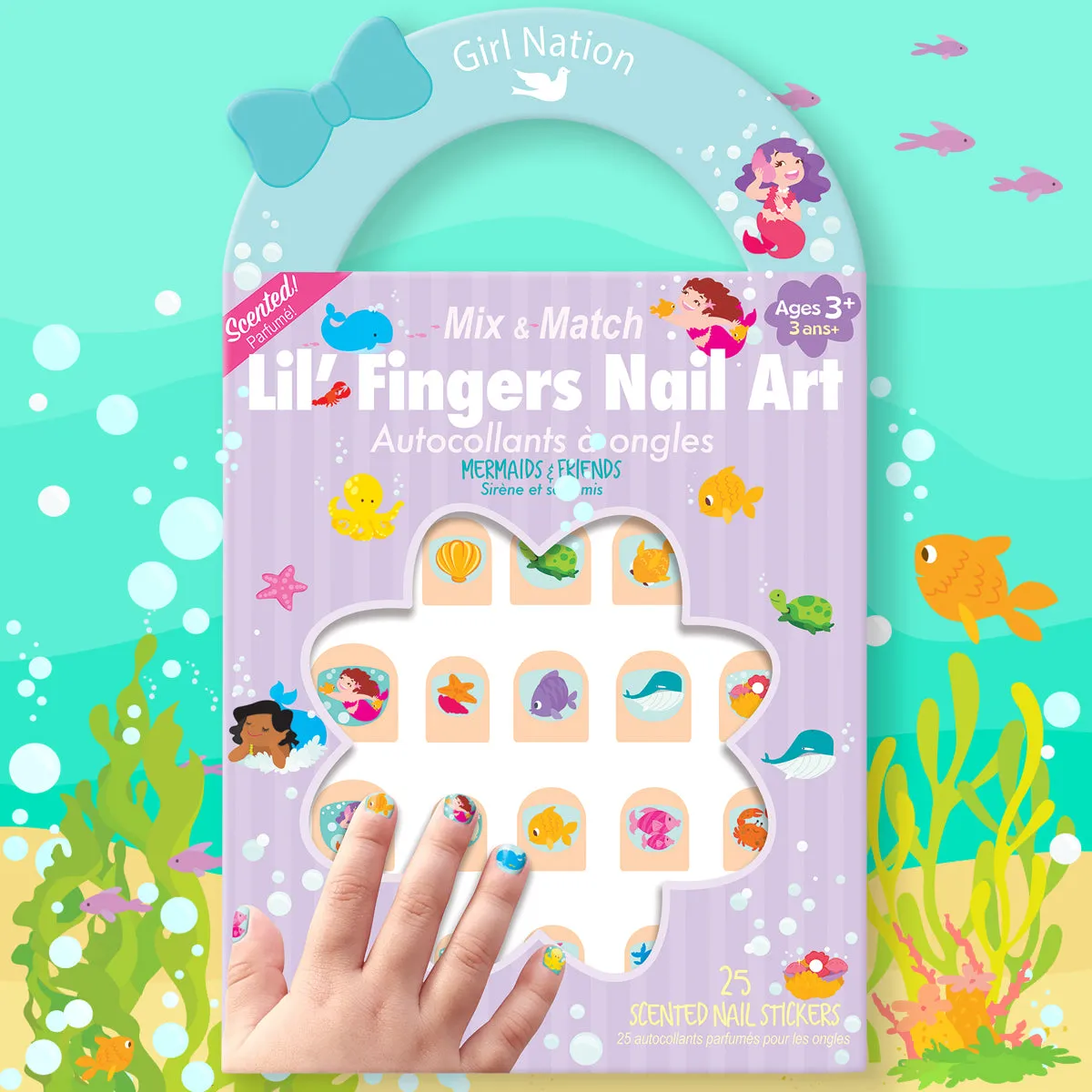 Lil' Fingers Nail Art - 25 Scented Nail Stickers - Mermaids & Friends