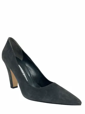 Manolo Blahnik Alba Suede Block-Heel Pumps Size 8.5