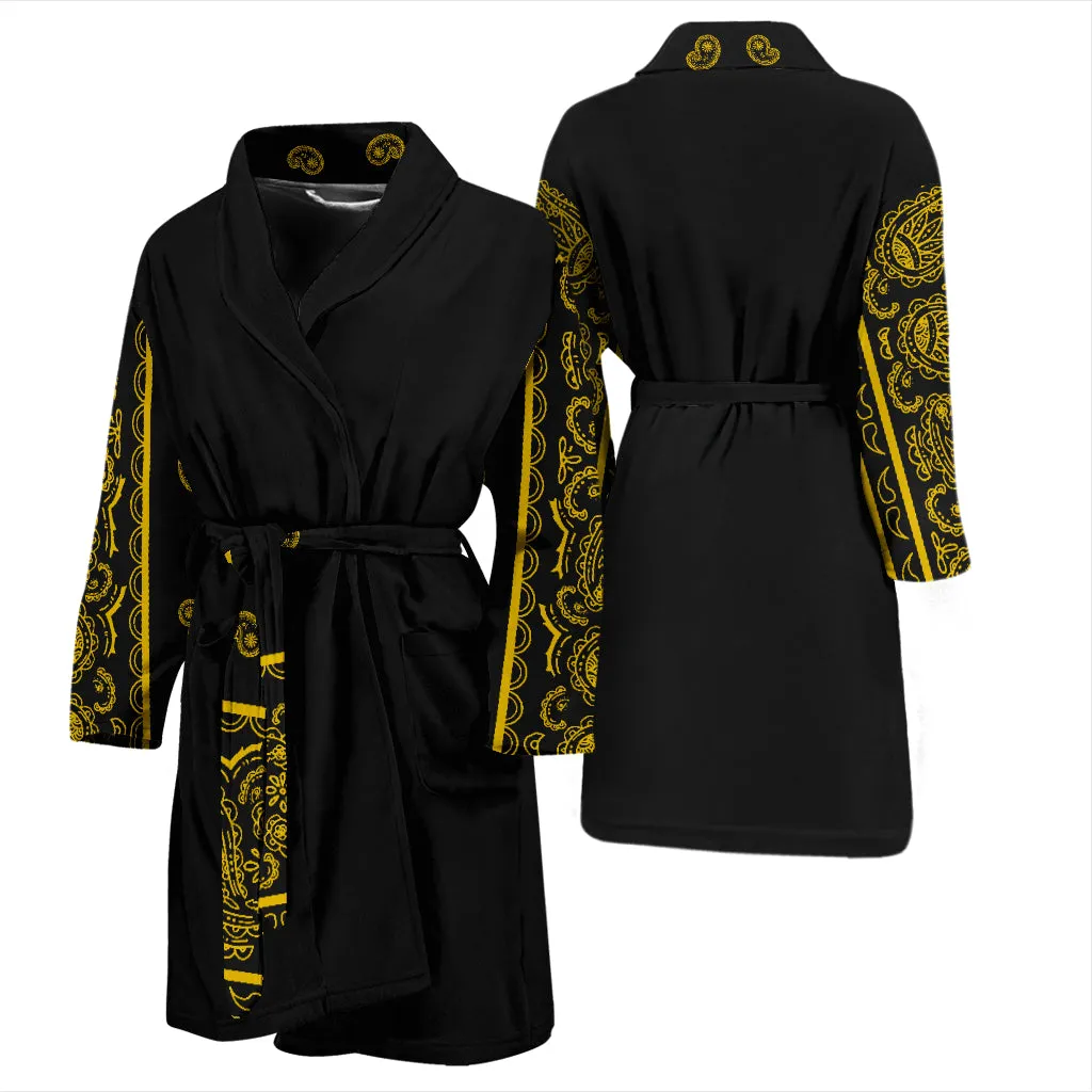 Men's Black Gold Bandana Bathrobe