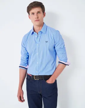 Men's Crew Sky Blue Slim Micro Stripe Shirt from Crew Clothing Company