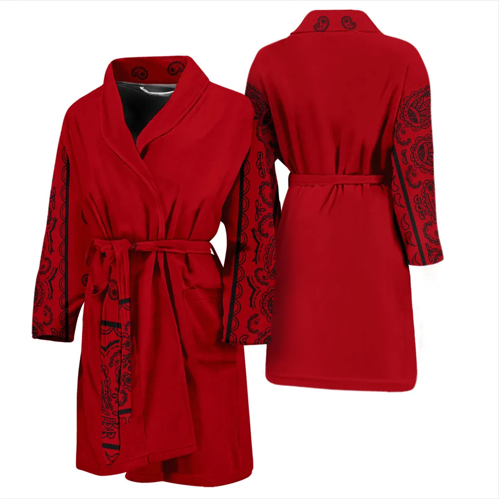 Men's Red and Black Bandana Bathrobe