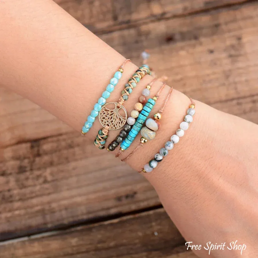 Natural Pyrite Onyx & Turquoise Howlite Friendship Bracelets