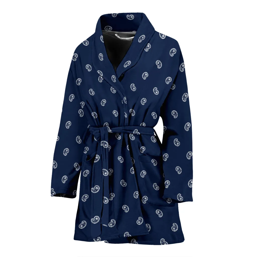 Navy Blue Paisley Women's Bathrobe