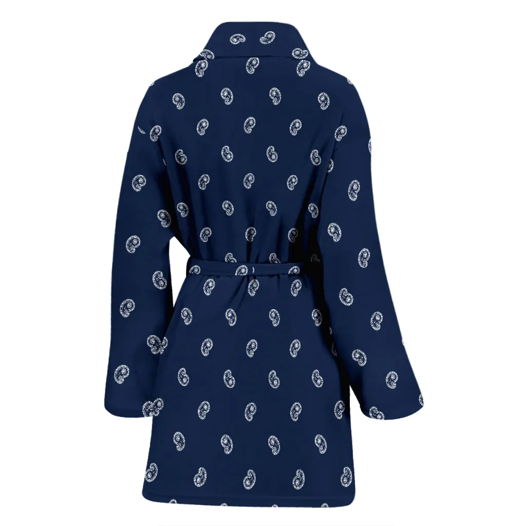 Navy Blue Paisley Women's Bathrobe