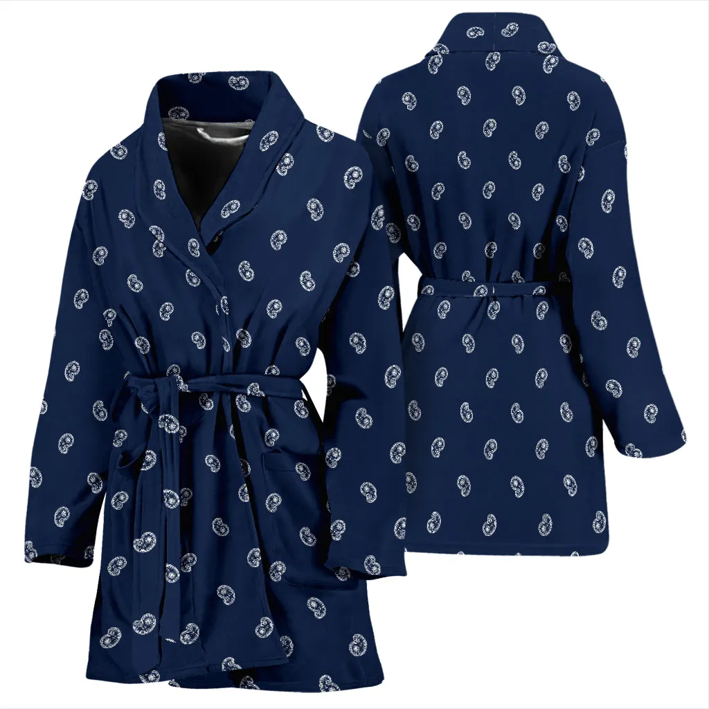 Navy Blue Paisley Women's Bathrobe