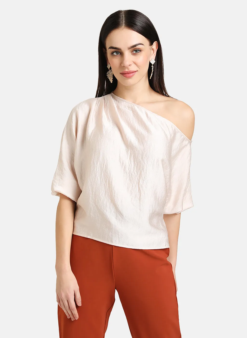 One Shoulder Satin Top