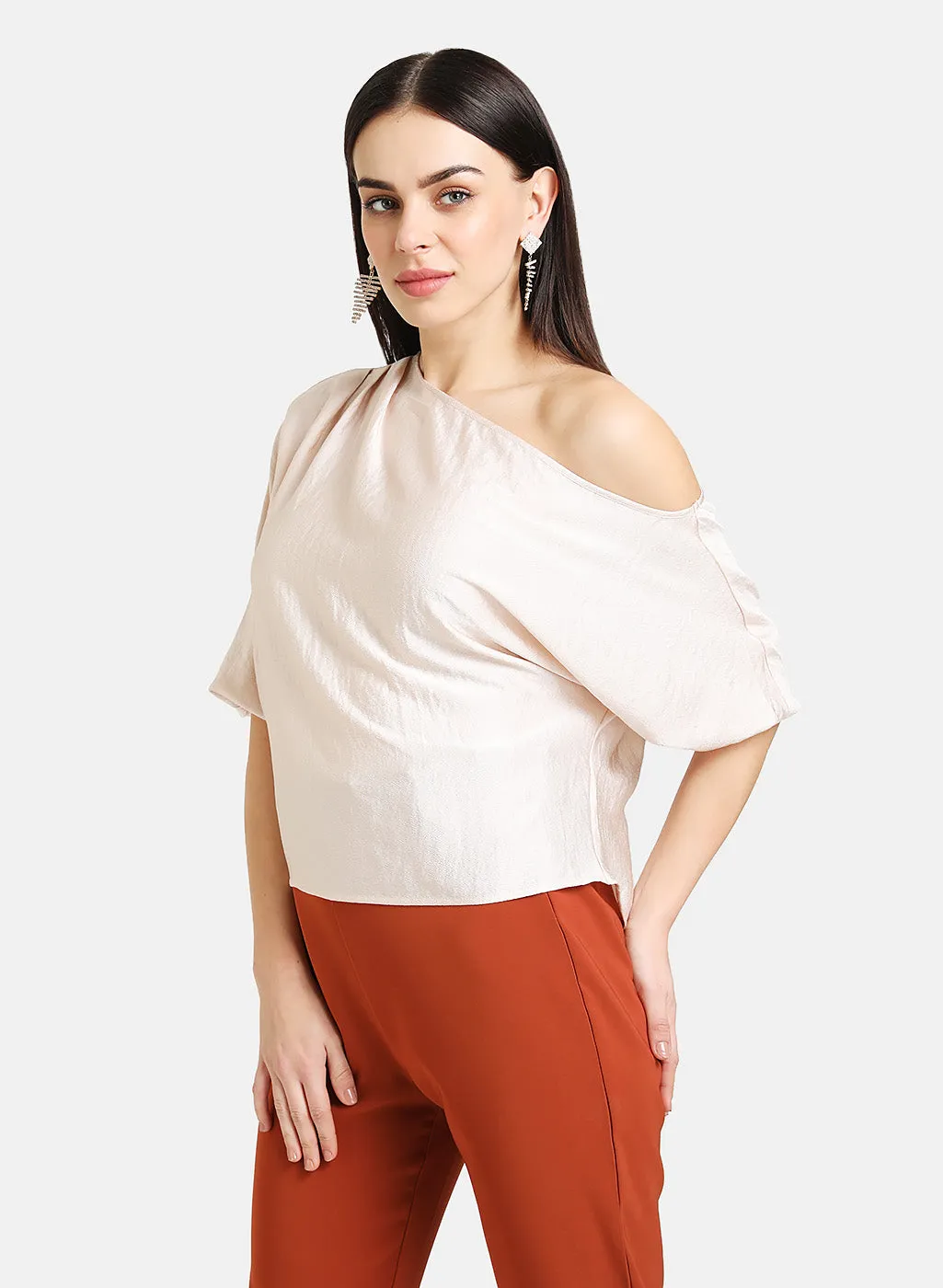 One Shoulder Satin Top