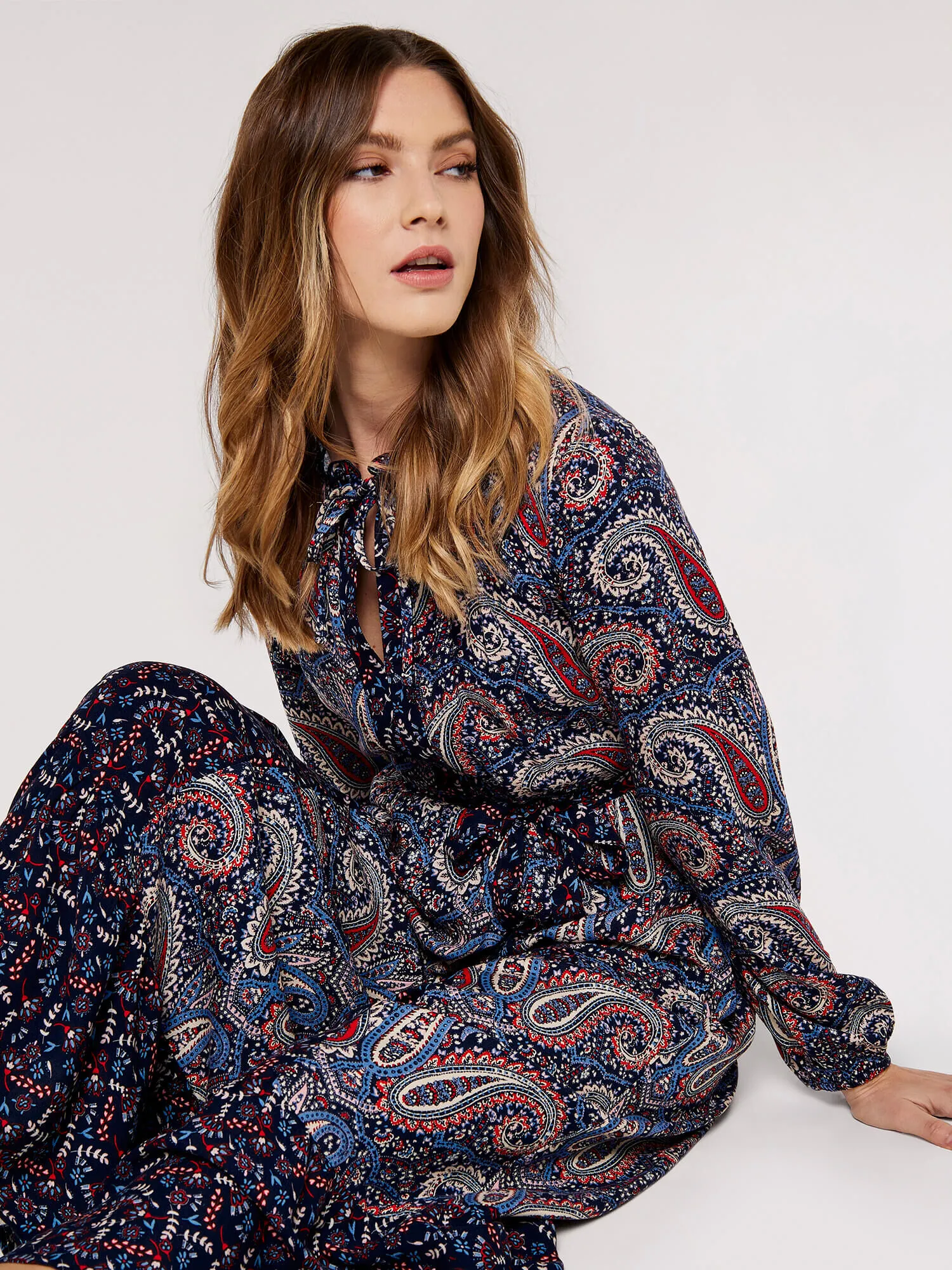 Paisley Mix-Match Midi Dress | Apricot Clothing