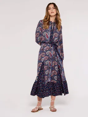 Paisley Mix-Match Midi Dress | Apricot Clothing