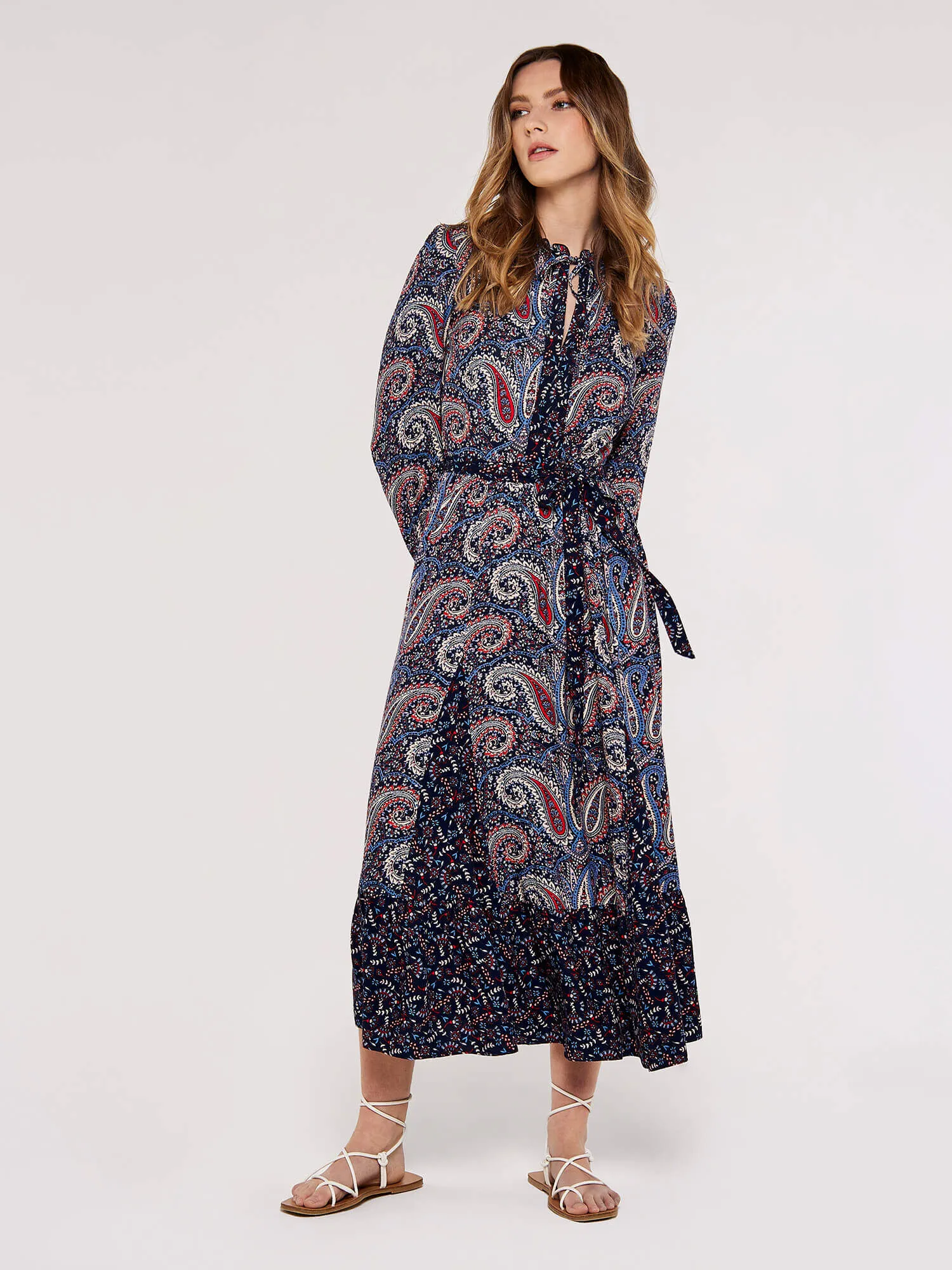 Paisley Mix-Match Midi Dress | Apricot Clothing