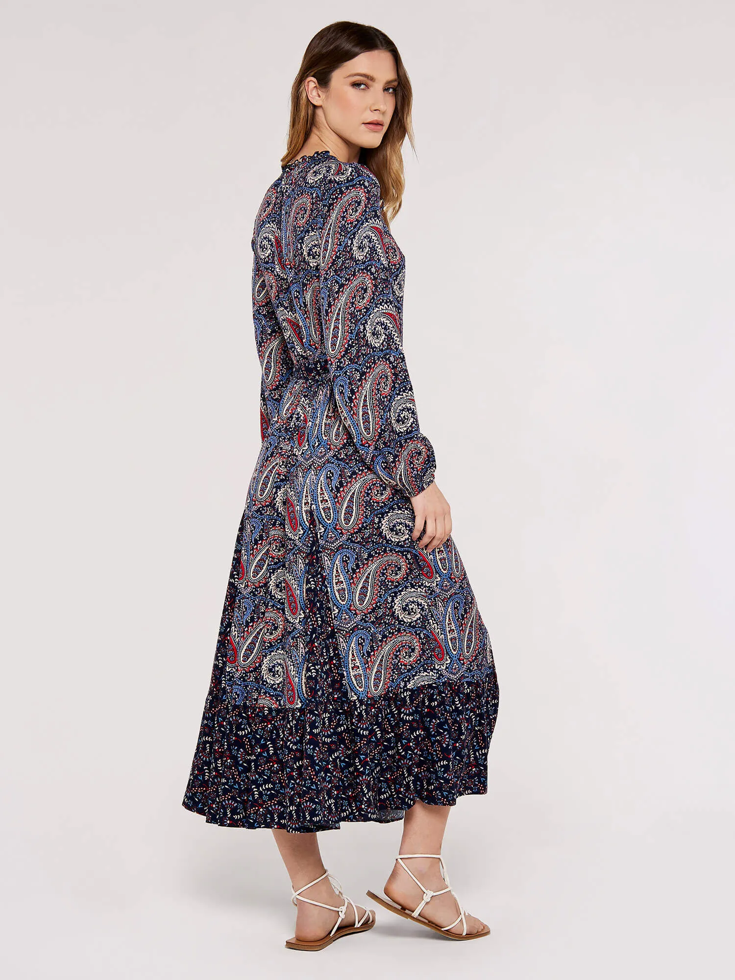 Paisley Mix-Match Midi Dress | Apricot Clothing