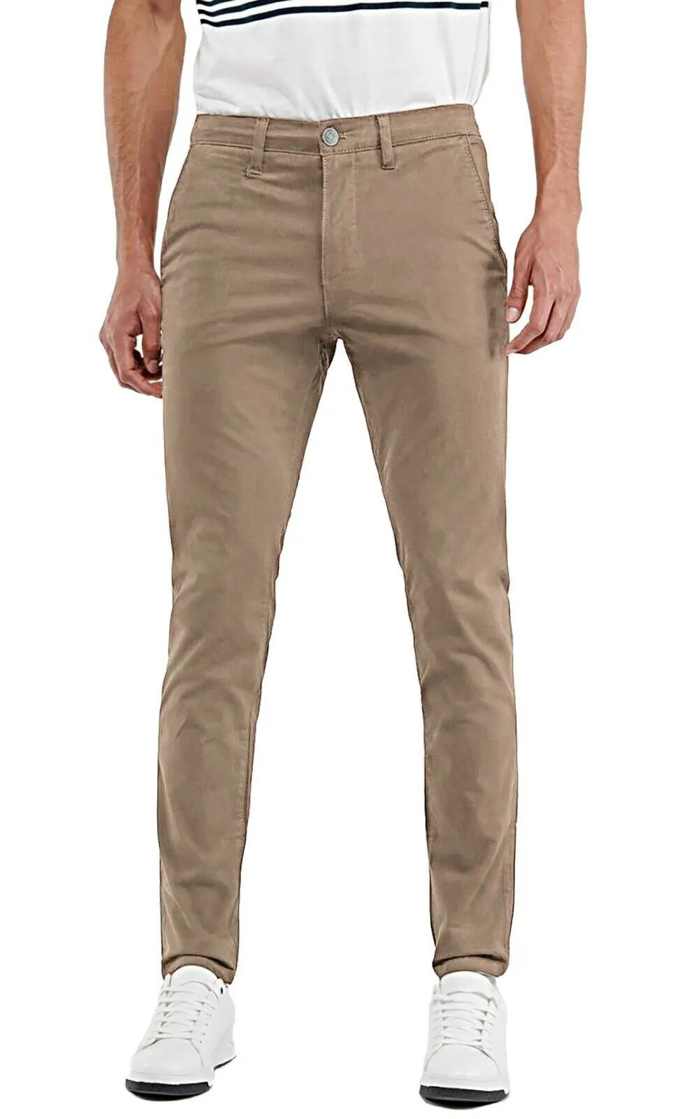 Pantaloni jeans uomo casual eleganti beige Kaki primaverili slim fit in cotone