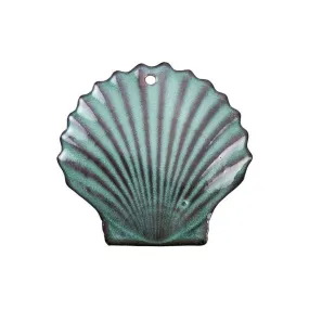 Pendant, Scallop Shell 35x32.5mm, Enameled Brass Seafoam Green, by Gardanne Beads (1 Piece)