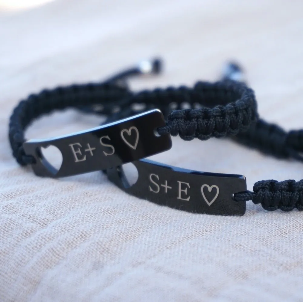 Personalized Bar Bracelets with Hearts