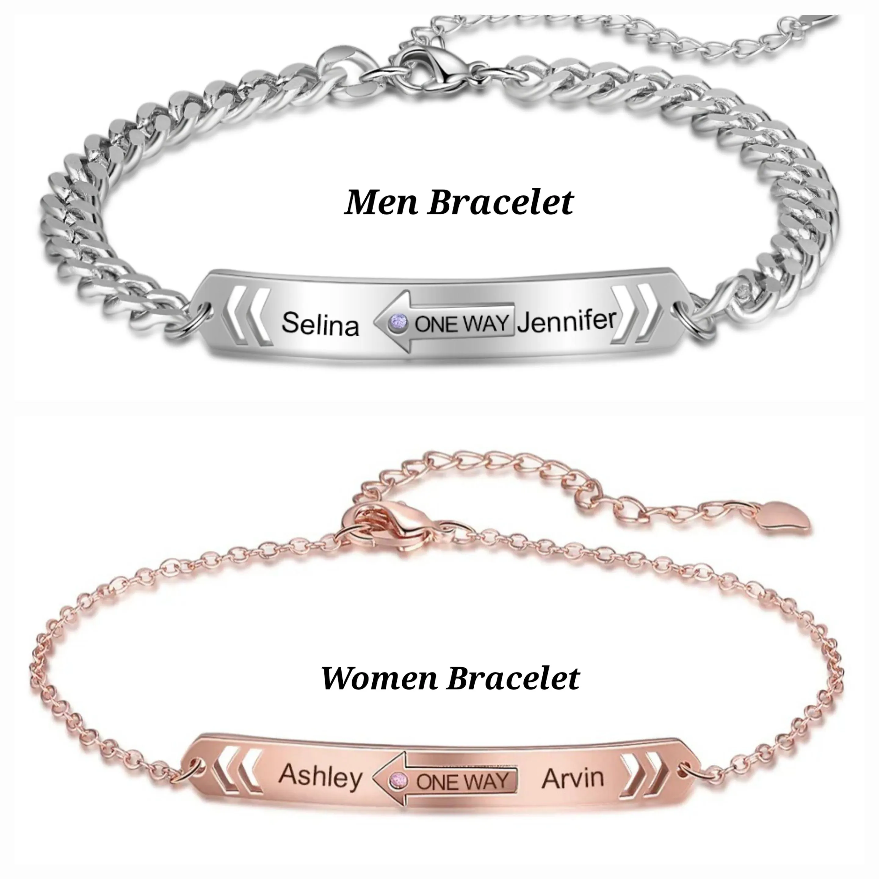 Personalized Couples Matching Bracelets Stainless Steel