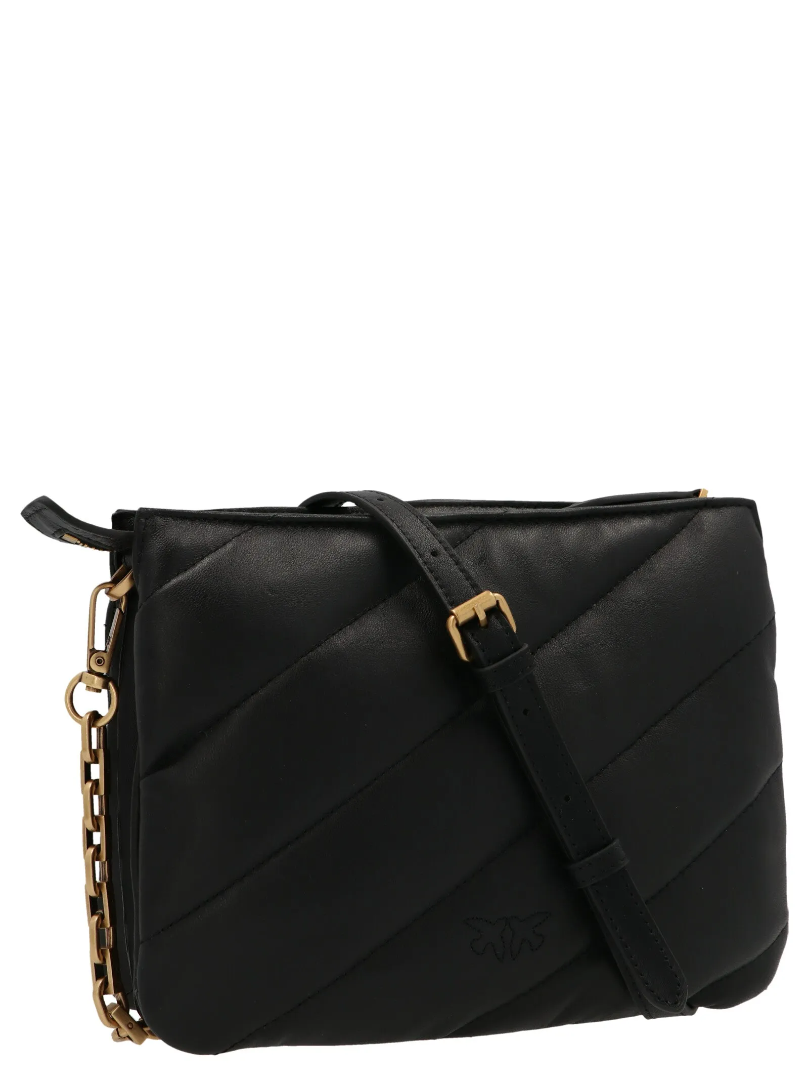 Pinko Love Quilted Logo Plaque Zipped Crossbody Bag