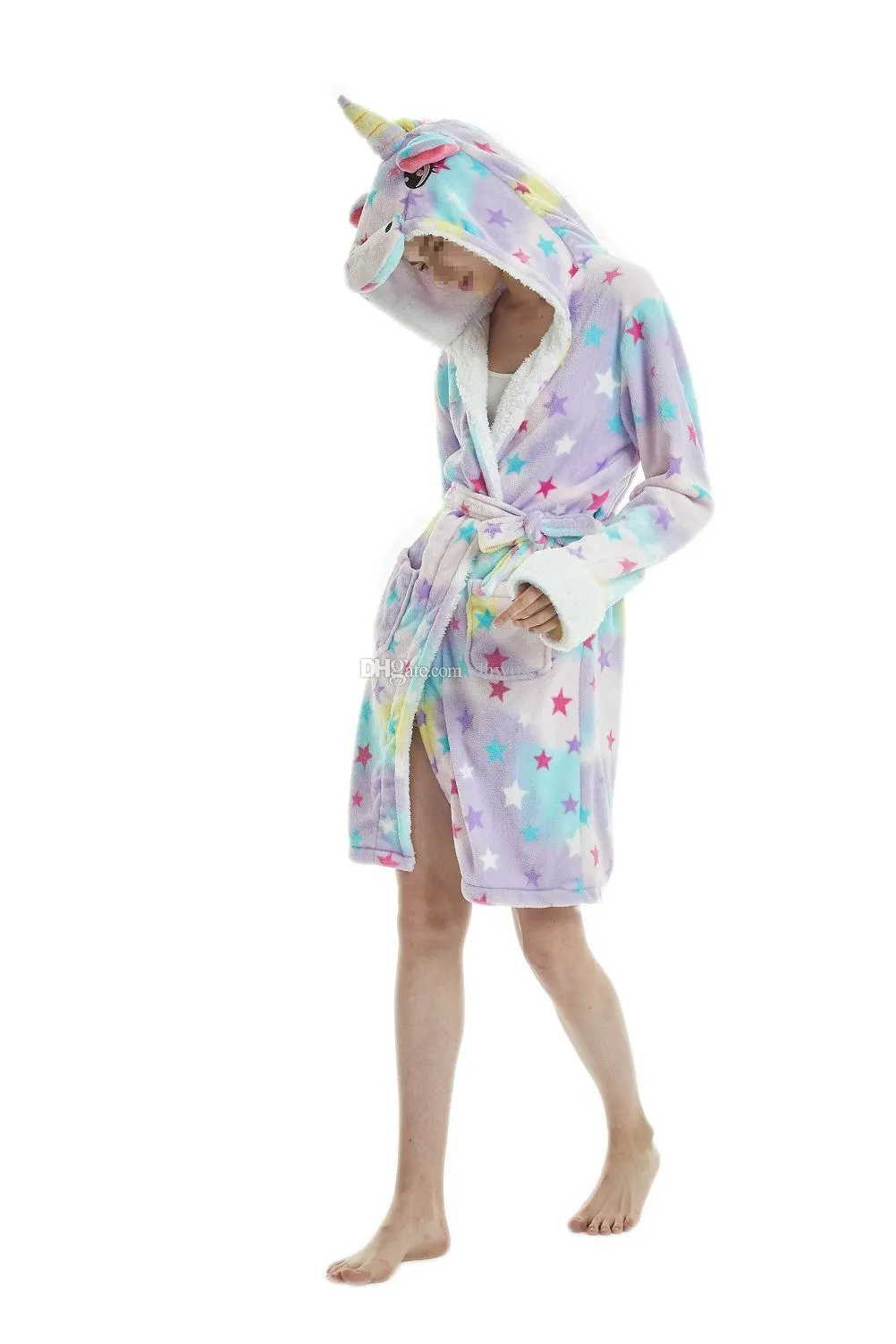 Rainbow Star Unicorn Adult Bathrobe