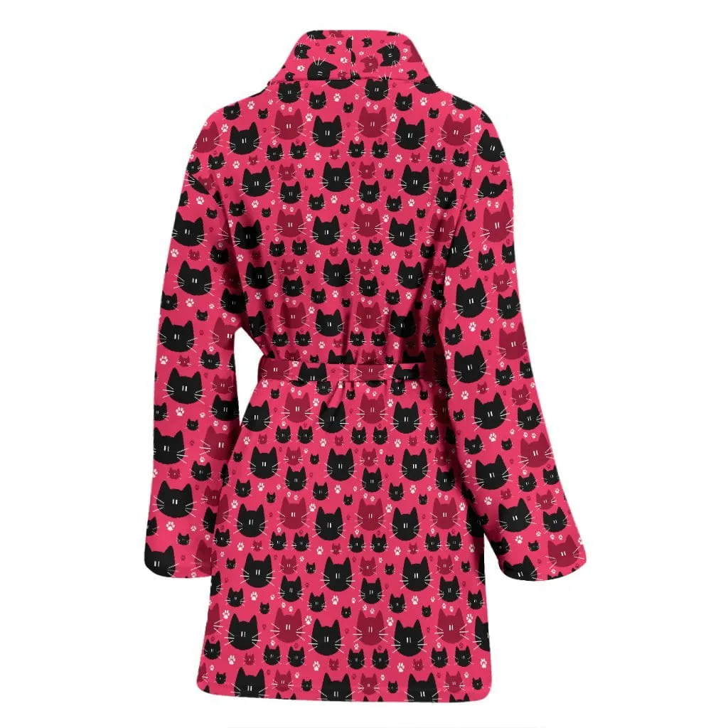 Red & Black Cat Women's Bath Robe