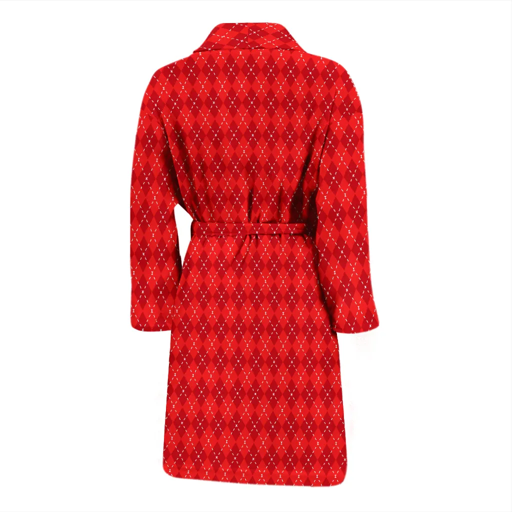 Red Argyle Mens Bathrobe